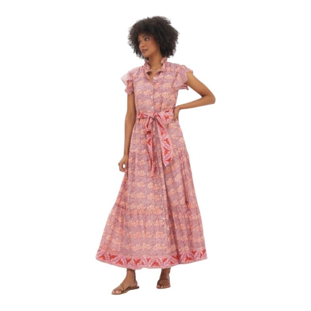 Oliphant Ruffle Collar Maxi Dress Petal Florence Womens Size XS Wedding Guest